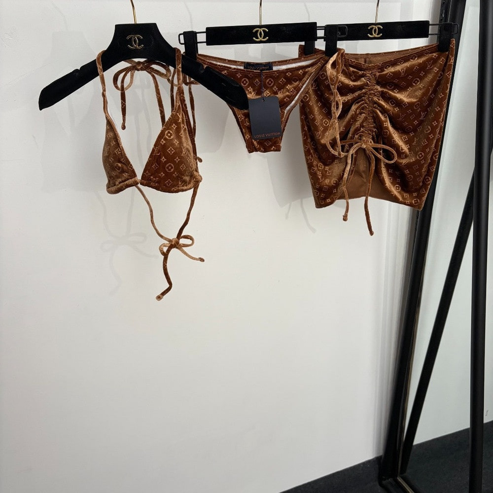 루이비통 로고 포인트 비키니 3종 세트 수영복