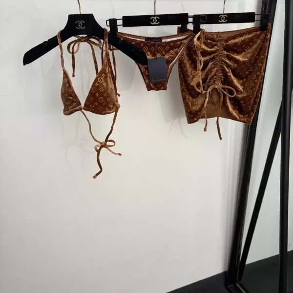 루이비통 로고 포인트 비키니 3종 세트 수영복