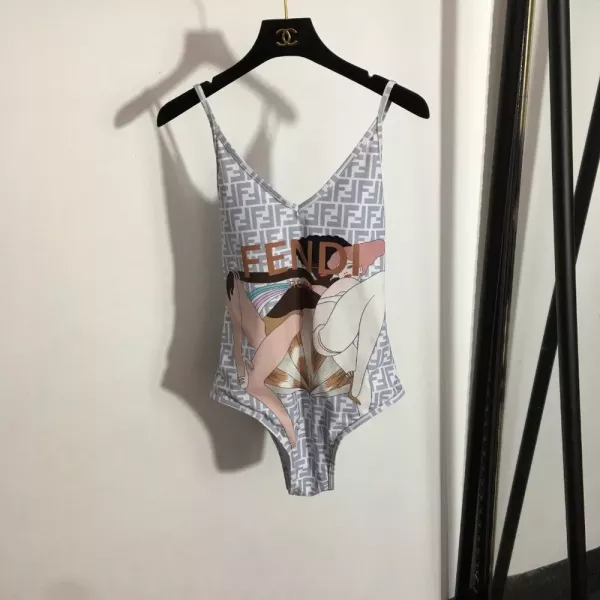 펜디 F 레터 패턴 홀터 스타일 원피스 수영복