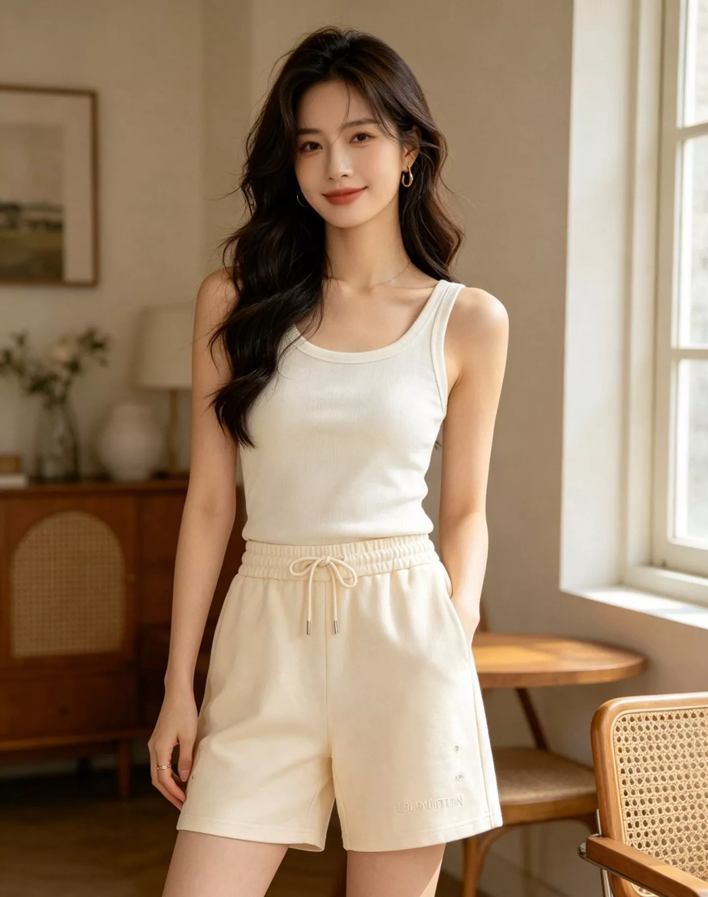 루이비통 로고 자수 디테일 반바지 상세 이미지 18