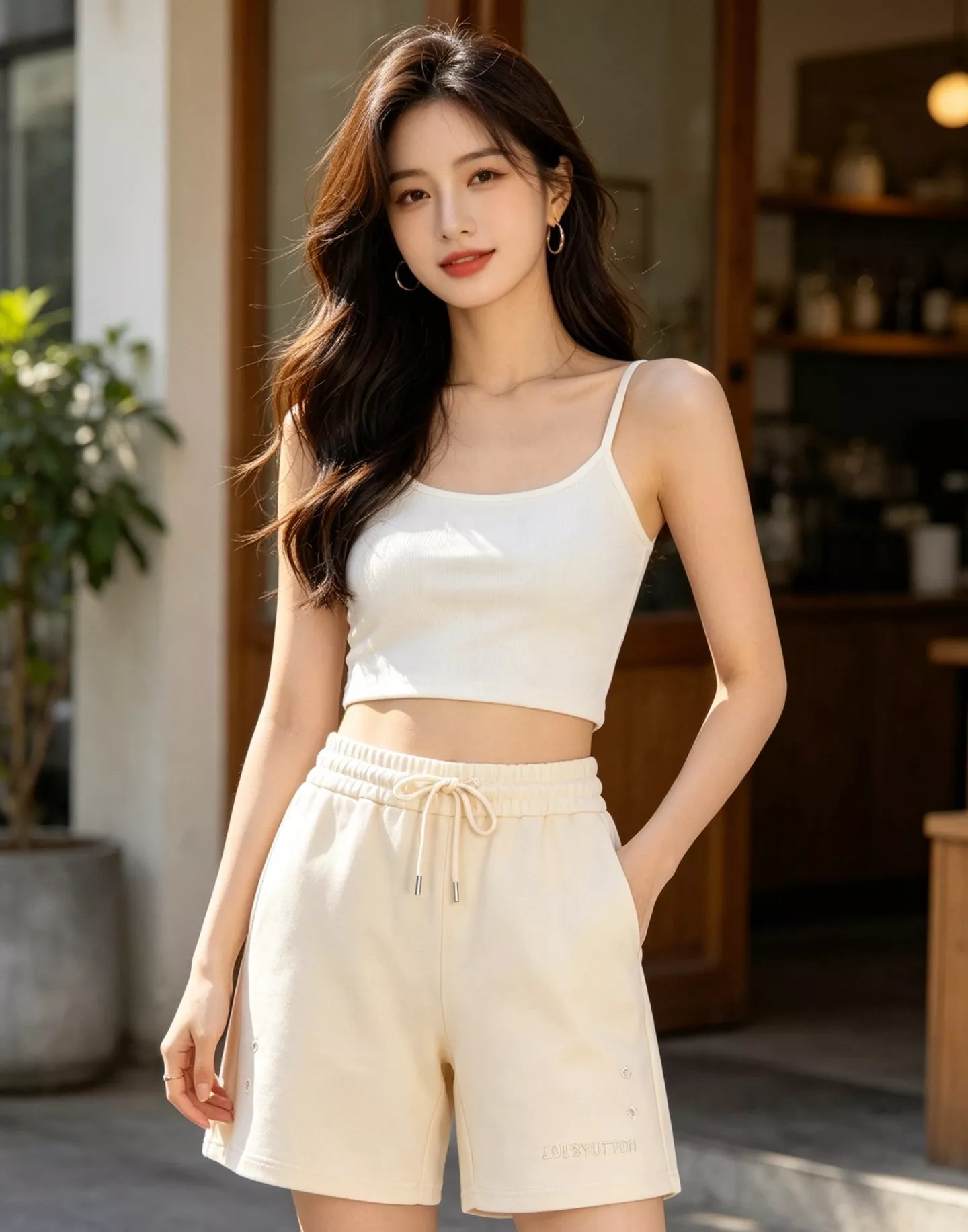 루이비통 로고 자수 디테일 반바지 상세 이미지 17