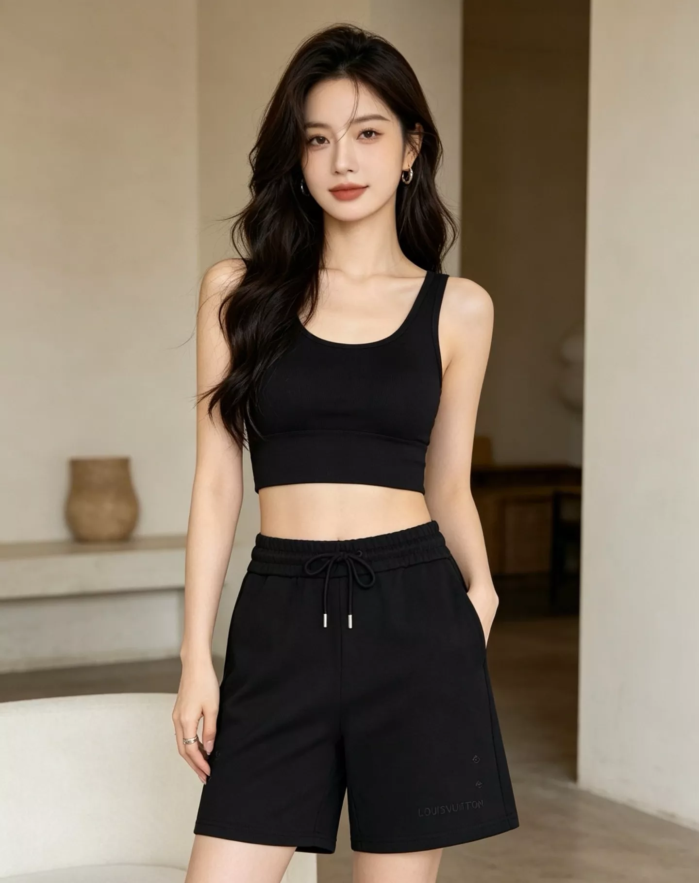 루이비통 로고 자수 하프 팬츠 상세 이미지 15