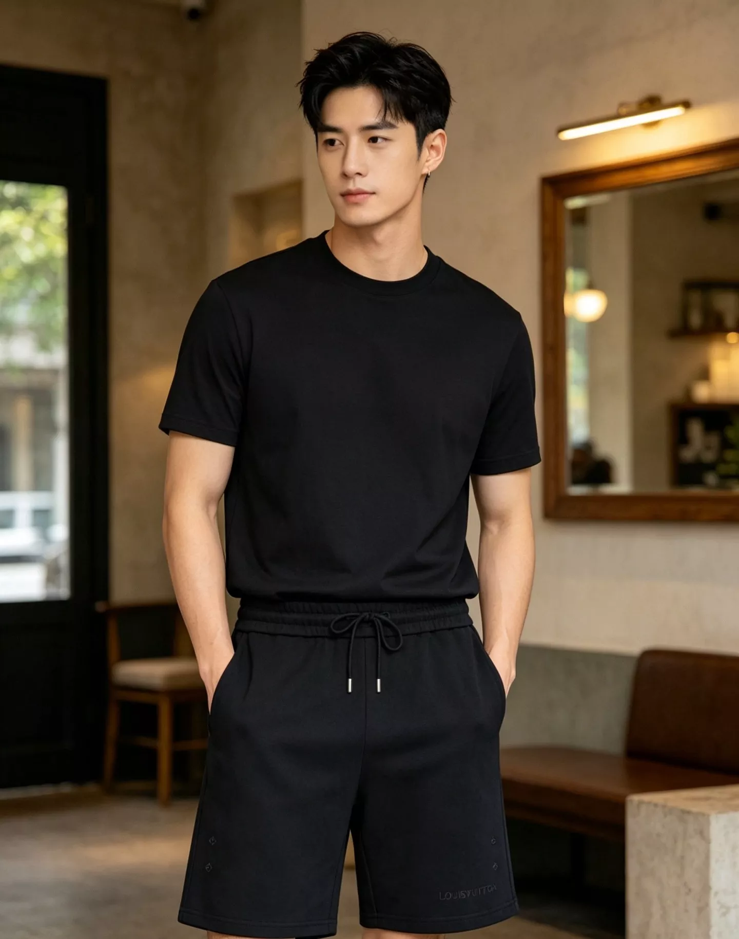 루이비통 로고 자수 하프 팬츠 상세 이미지 13