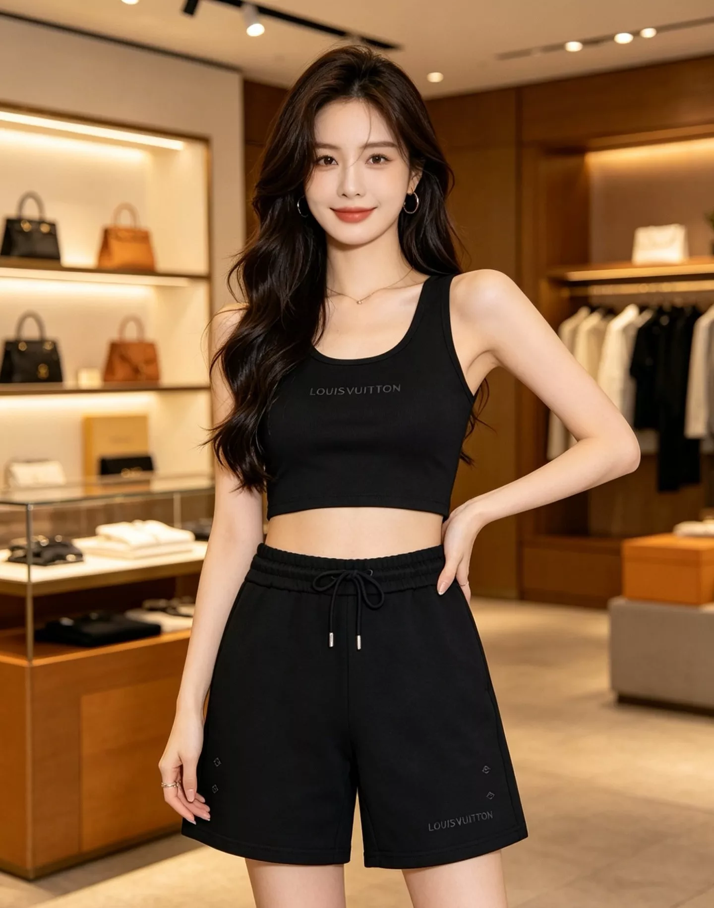 루이비통 로고 자수 하프 팬츠 상세 이미지 14