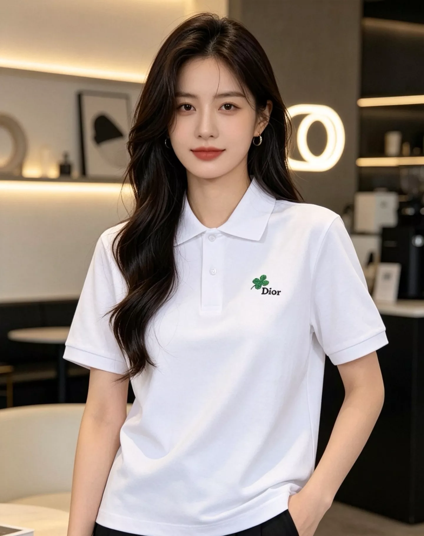 디올 네잎클로버 자수 레터링 반소매 폴로 셔츠 상세 이미지 13