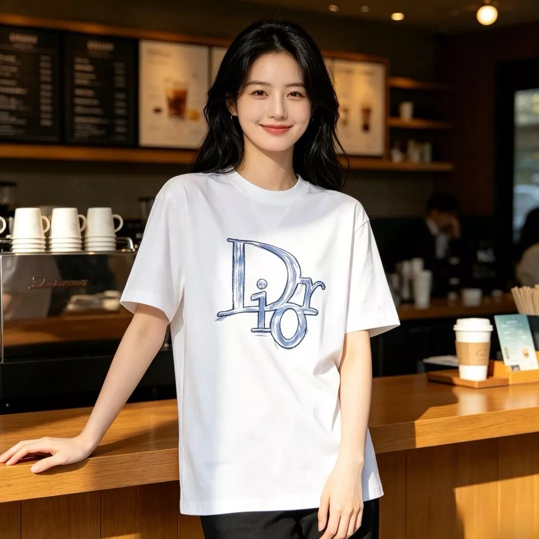 디올 자수 디테일이 돋보이는 반소매 티셔츠 상세 이미지 14