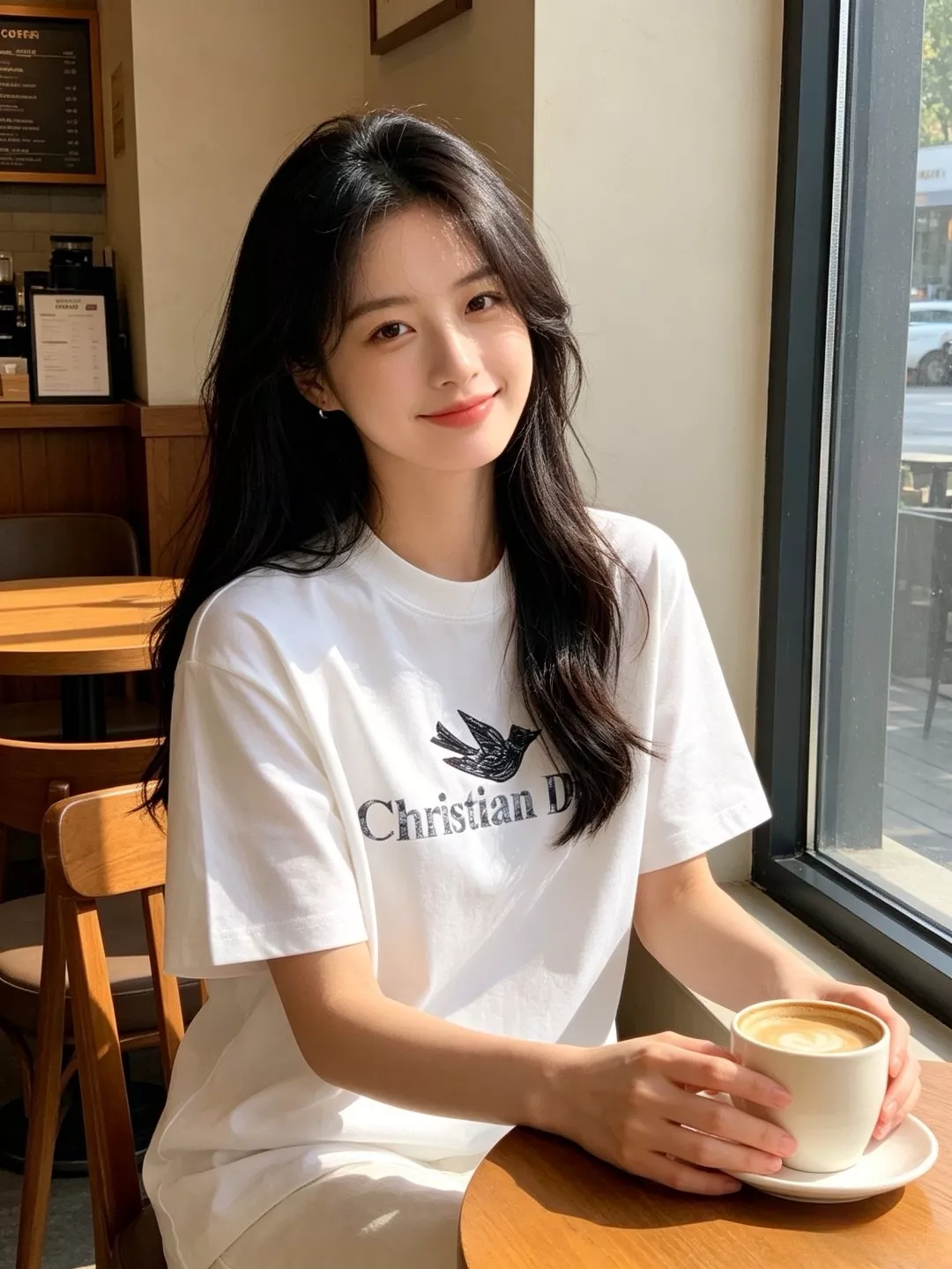 디올 워터컬러 버드 프린트 레터링 반소매 티셔츠 상세 이미지 12