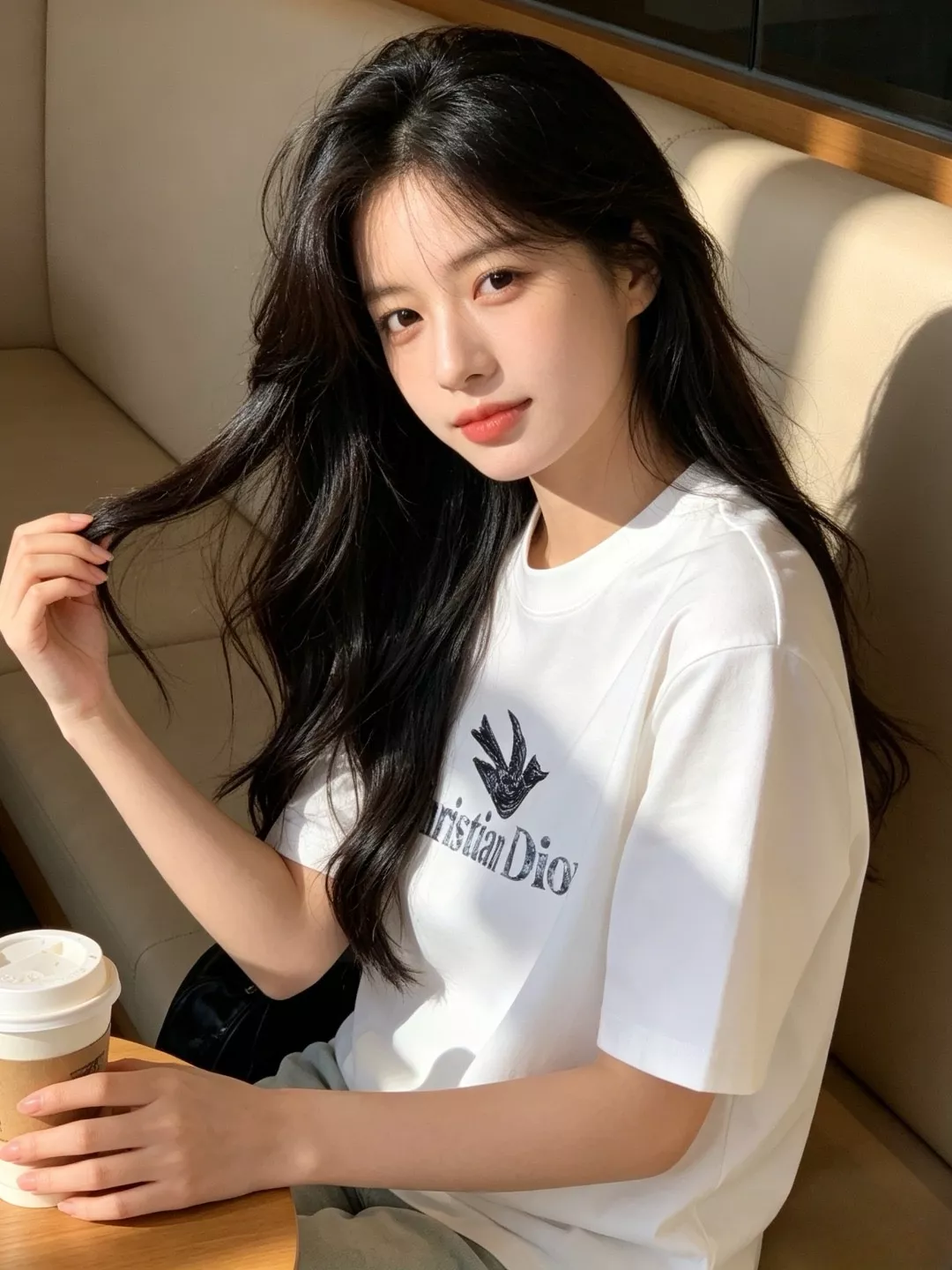 디올 워터컬러 버드 프린트 레터링 반소매 티셔츠 상세 이미지 13