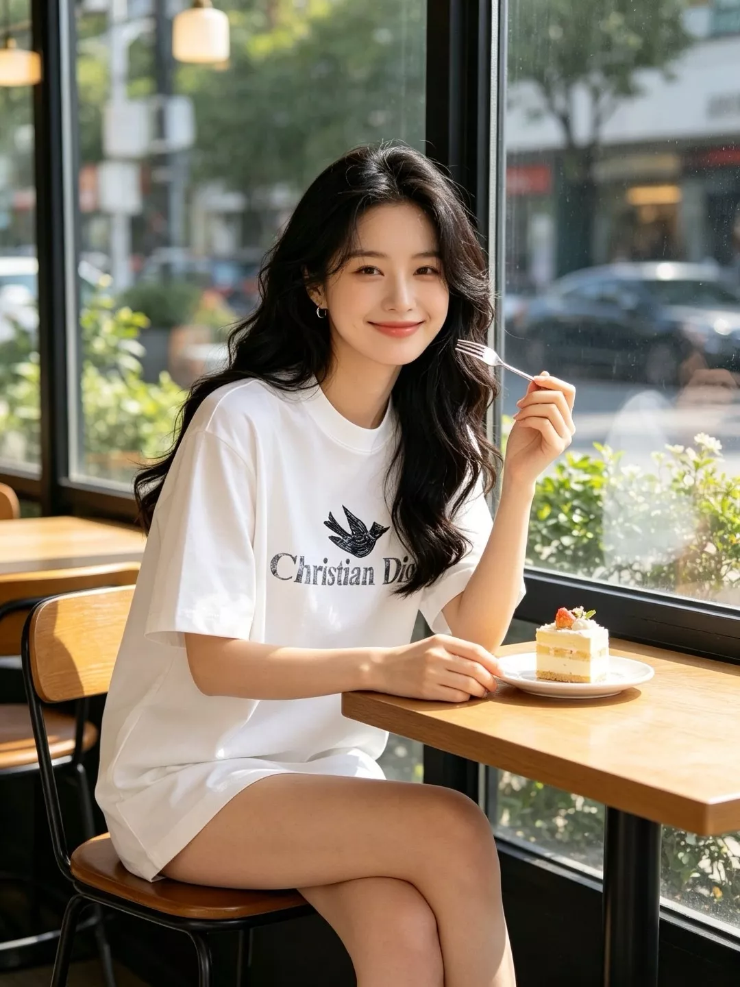 디올 워터컬러 버드 프린트 레터링 반소매 티셔츠 상세 이미지 11