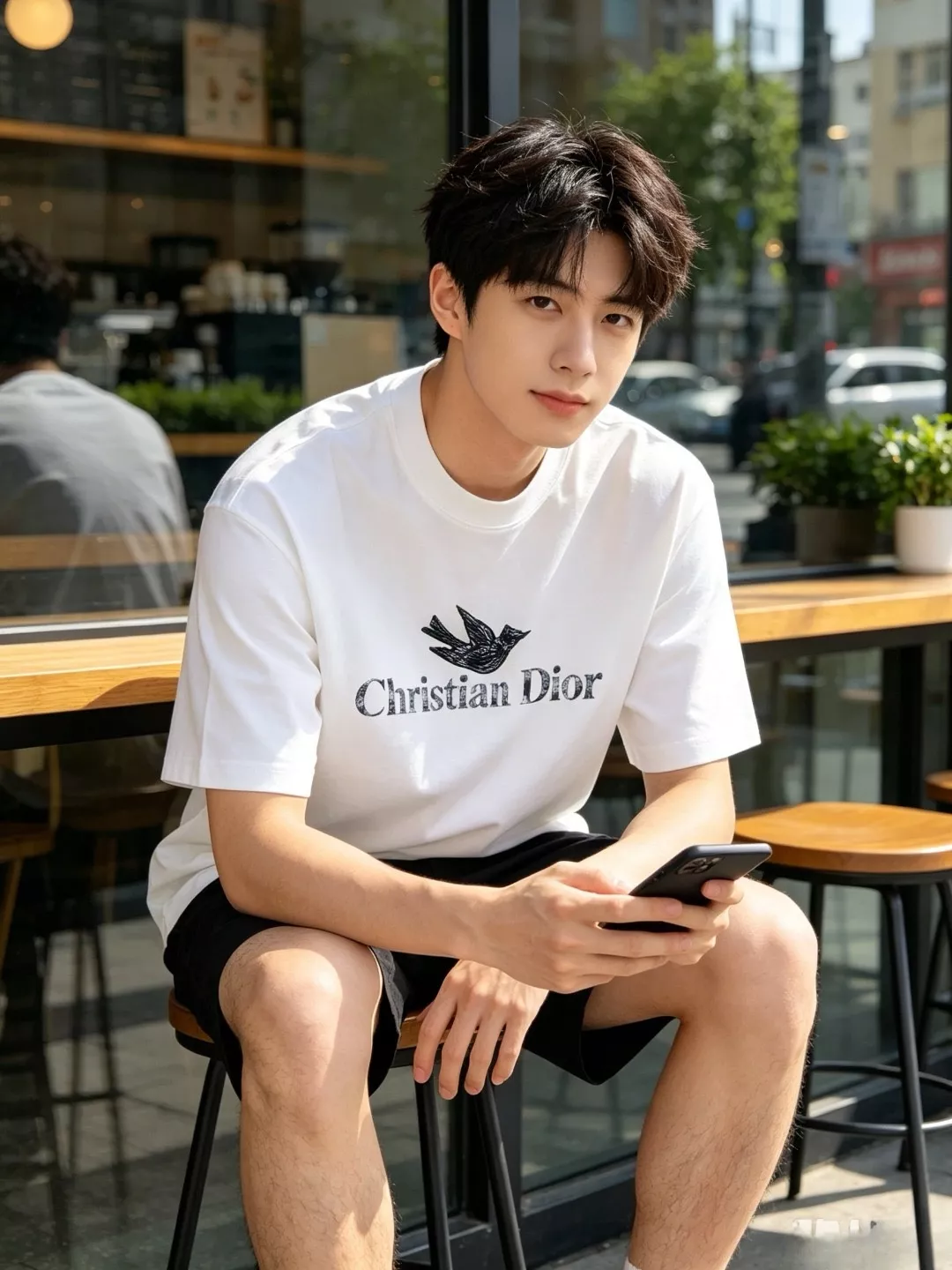 디올 워터컬러 버드 프린트 레터링 반소매 티셔츠 상세 이미지 18