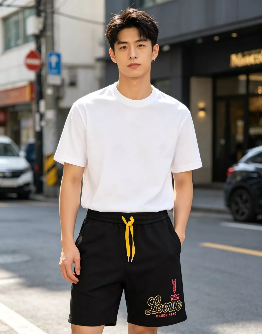 로에베 레터링 타월 패치 자수 쇼츠 상세 이미지 13