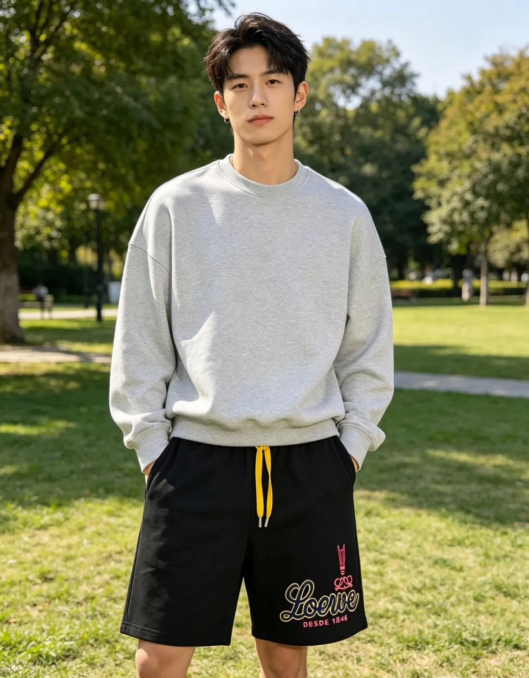 로에베 레터링 타월 패치 자수 쇼츠 상세 이미지 14