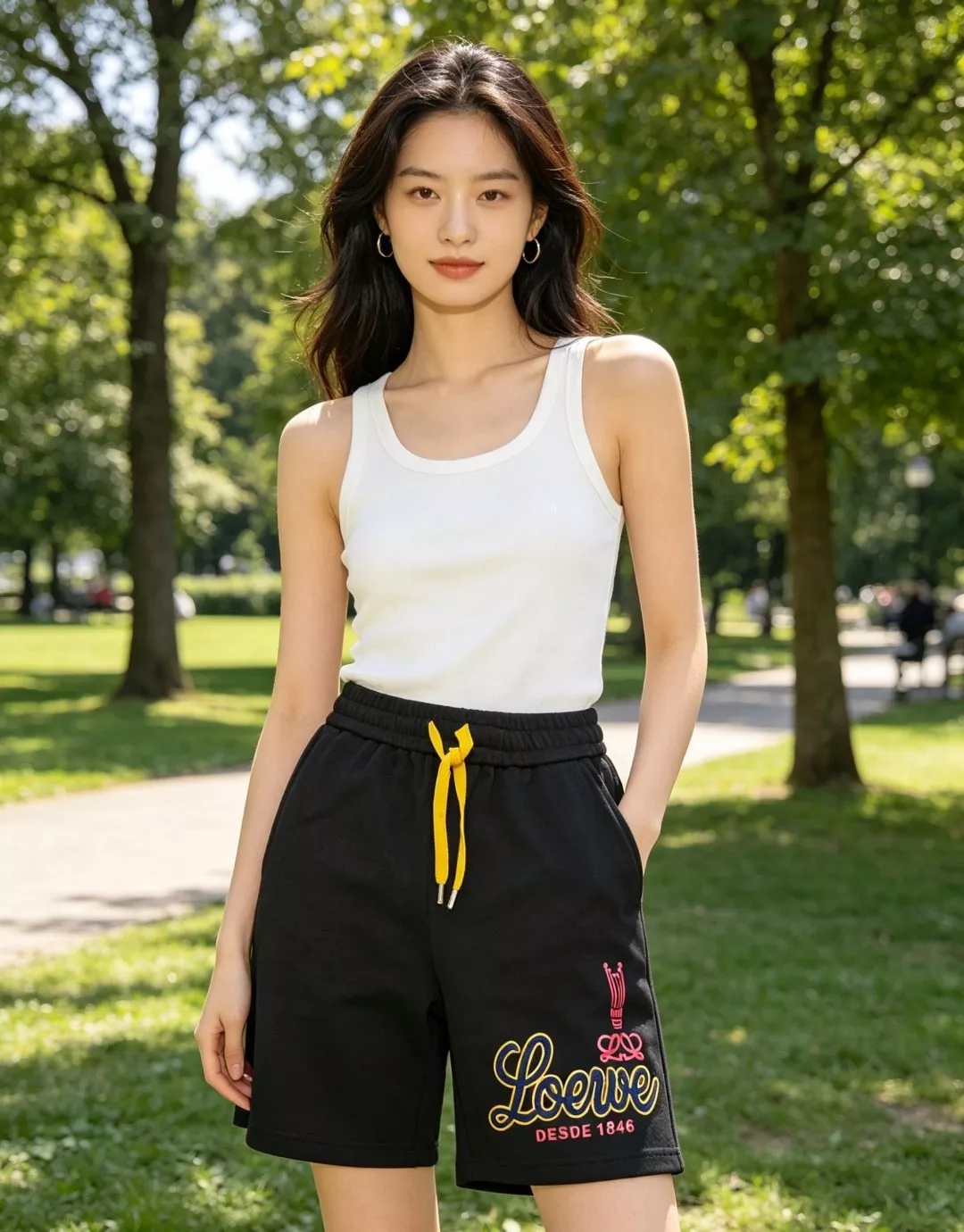 로에베 레터링 타월 패치 자수 쇼츠 상세 이미지 15