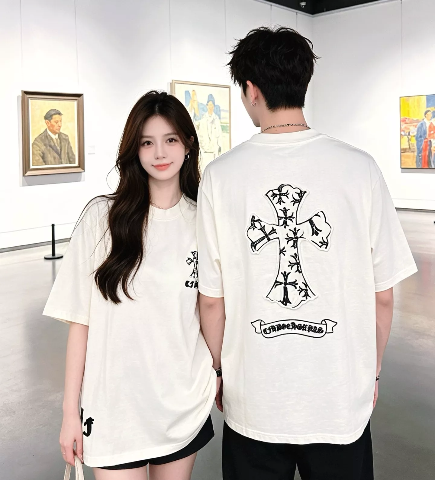 크롬하츠 십자가 패치 자수 라운드넥 반소매 티셔츠 상세 이미지 18