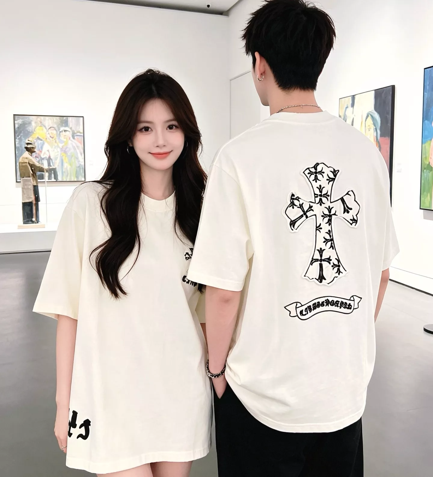 크롬하츠 십자가 패치 자수 라운드넥 반소매 티셔츠 상세 이미지 19