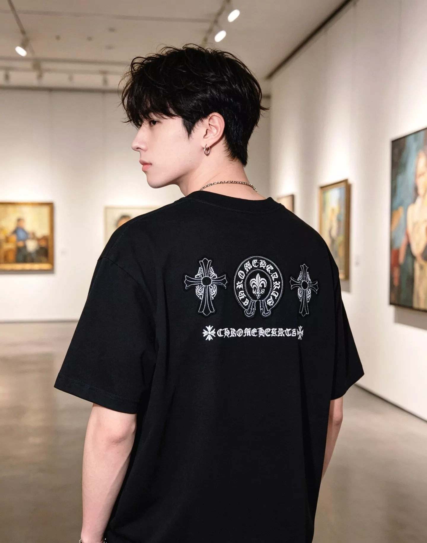크롬하츠 자수 패치 디테일 반소매 티셔츠 상세 이미지 15
