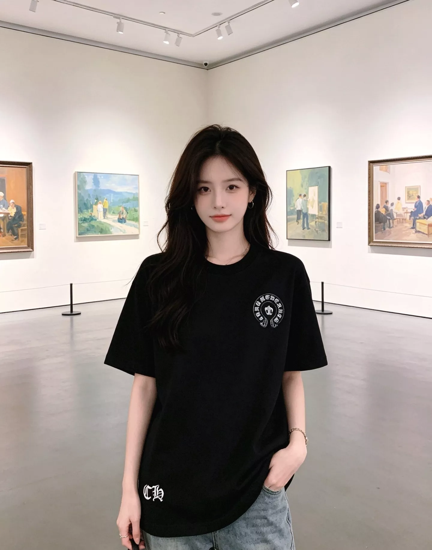 크롬하츠 자수 패치 디테일 반소매 티셔츠 상세 이미지 13