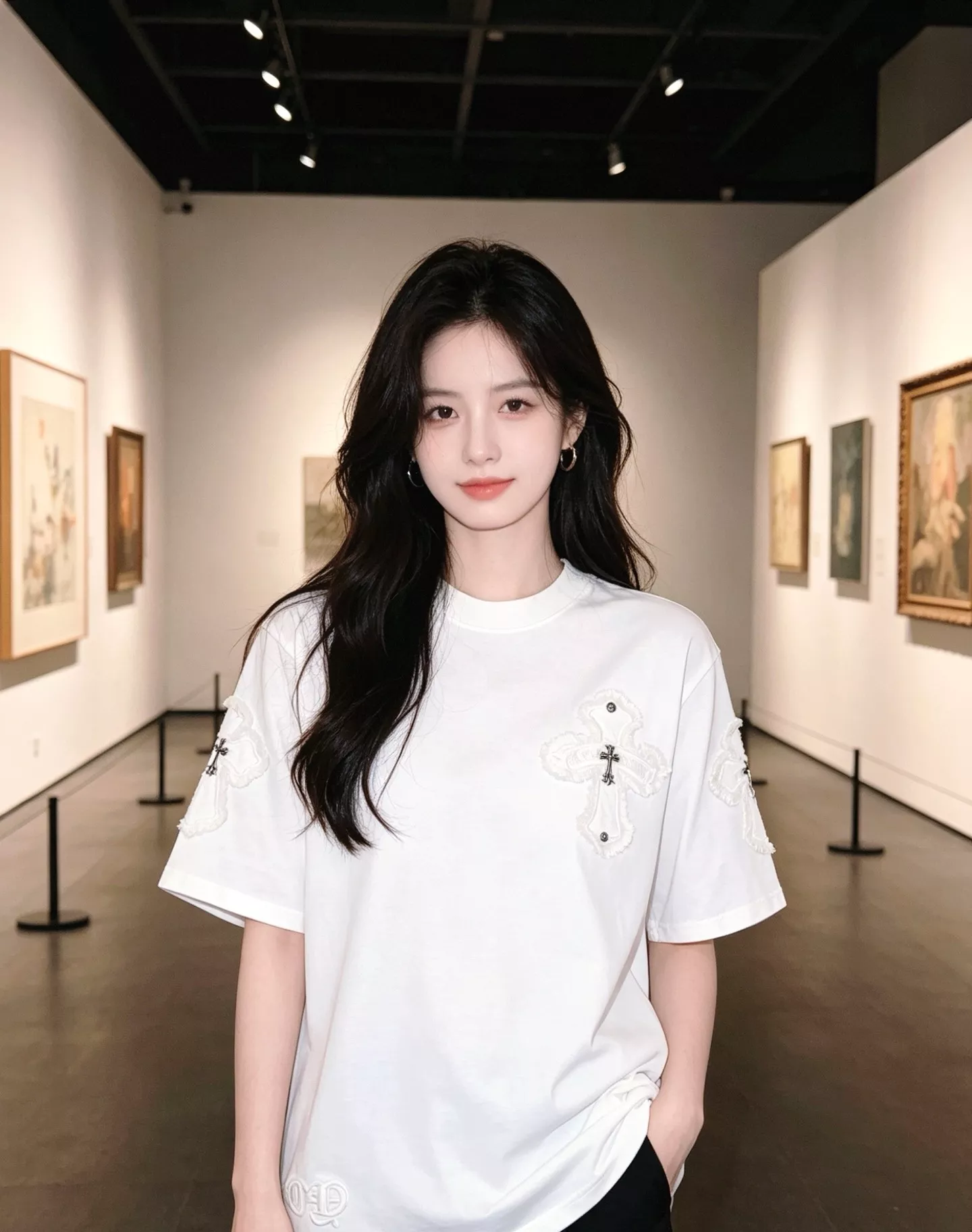 크롬하츠 십자가 패치 태슬 디테일 반소매 티셔츠 상세 이미지 13