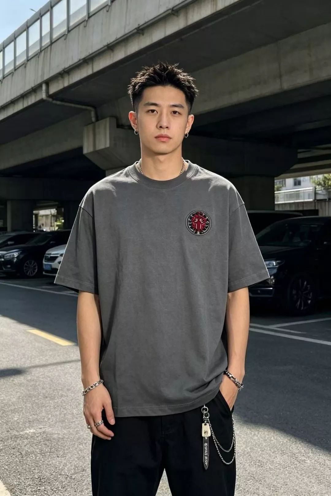 크롬하츠 대검 패치 자수 반소매 티셔츠 상세 이미지 11