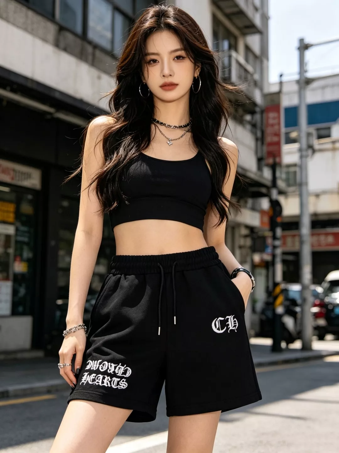크롬하츠 자수 로고 디테일의 하프 팬츠 상세 이미지 12