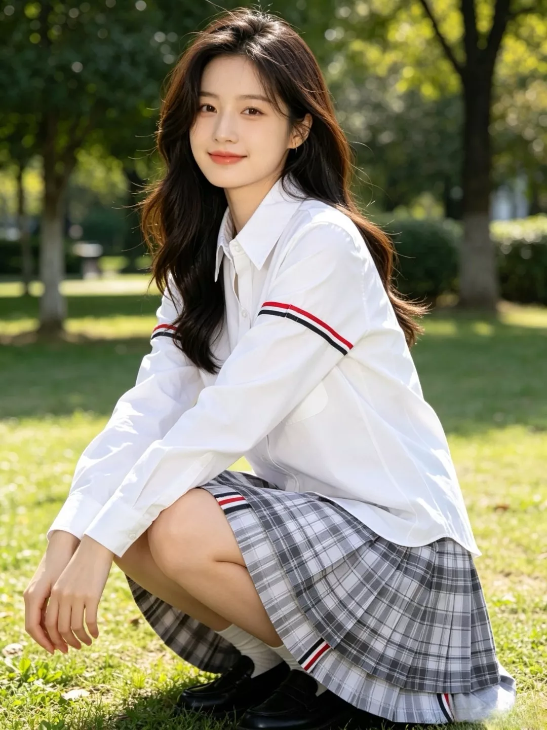 톰브라운 체크 스트라이프 슬릿 플리츠 미니 스커트 상세 이미지 12