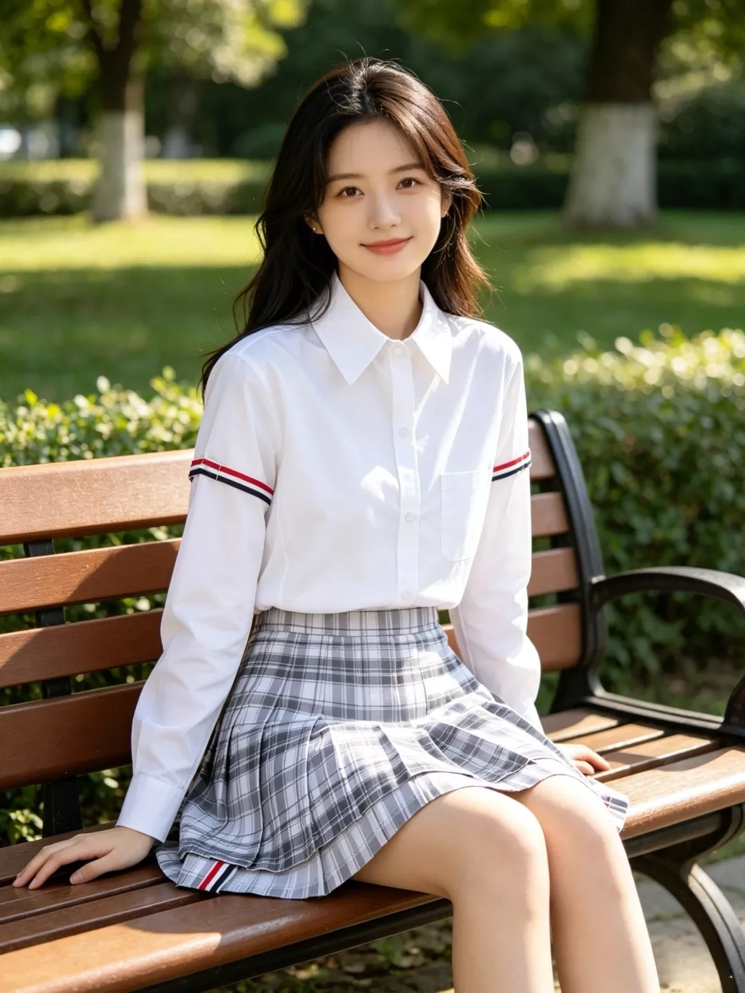 톰브라운 체크 스트라이프 슬릿 플리츠 미니 스커트 상세 이미지 17
