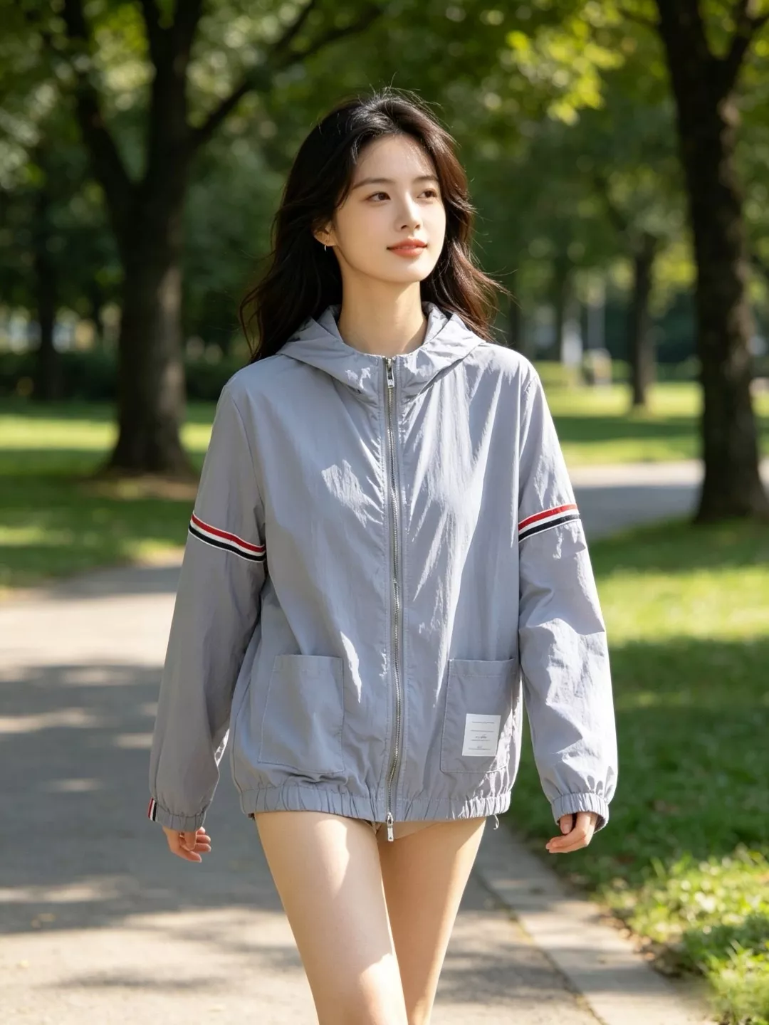 톰브라운 더블 슬리브 스트라이프 경량 자외선 차단 집업 재킷 상세 이미지 11