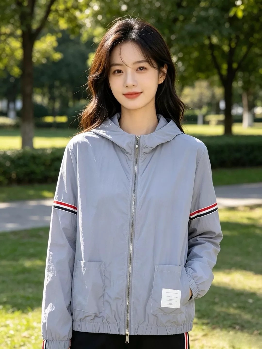 톰브라운 더블 슬리브 스트라이프 경량 자외선 차단 집업 재킷 상세 이미지 16