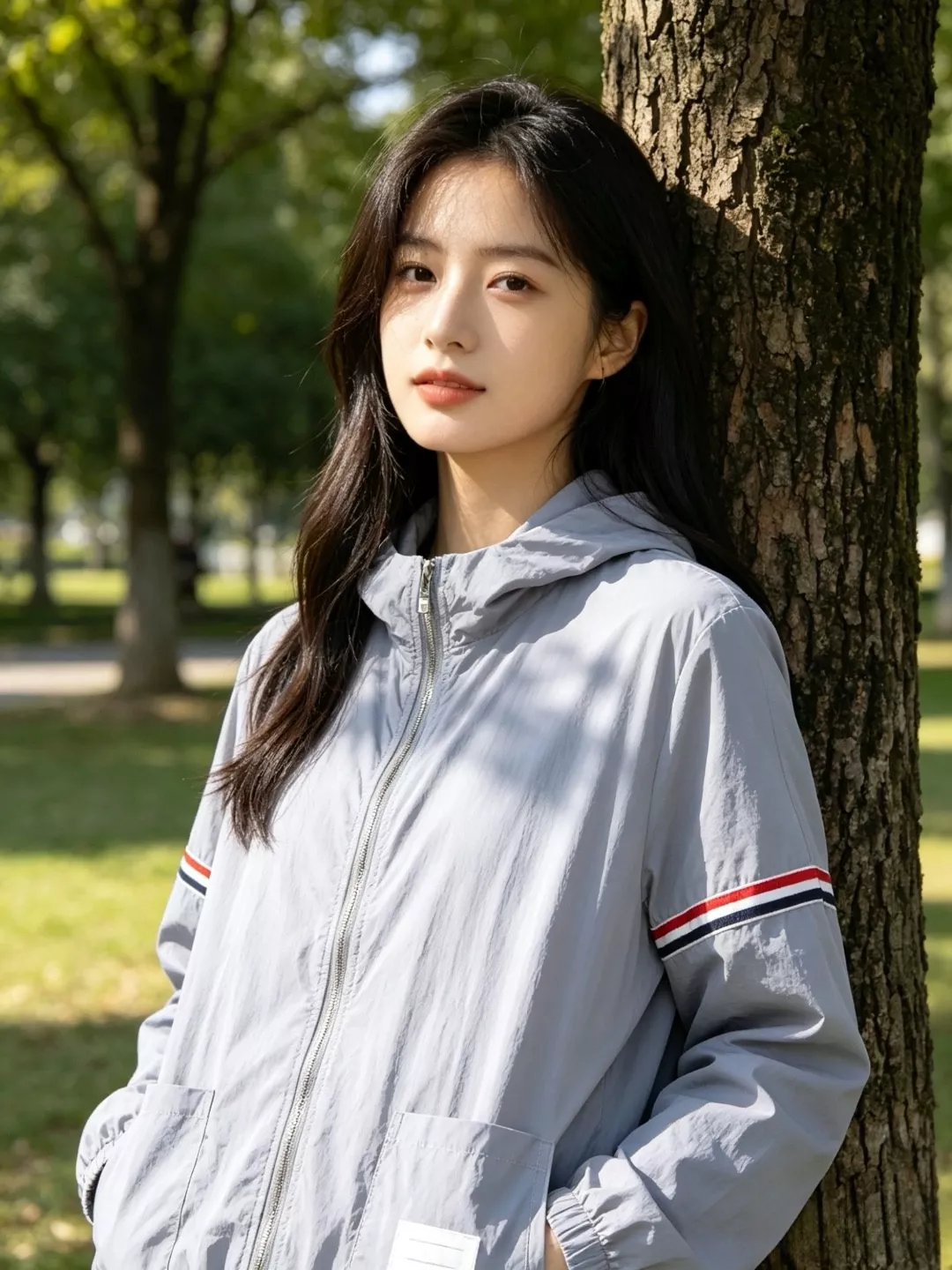 톰브라운 더블 슬리브 스트라이프 경량 자외선 차단 집업 재킷 상세 이미지 13