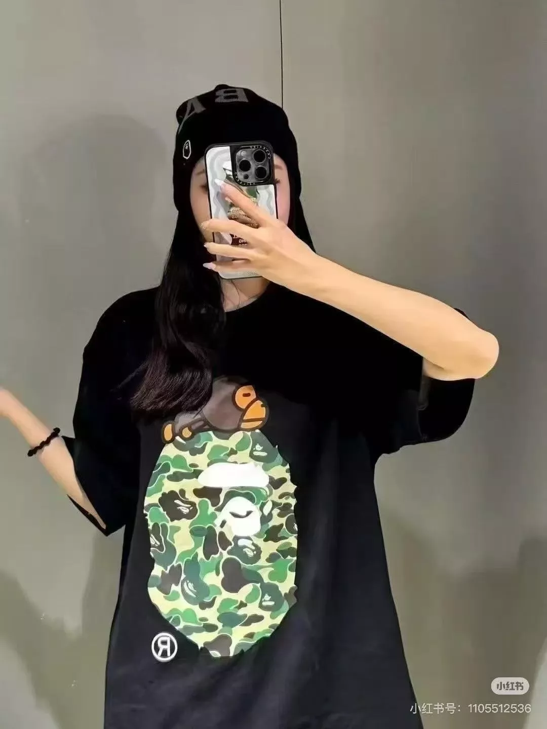 베이프 카무플라주 유인원 헤드 로고 프린트 반소매 티셔츠 상세 이미지 26
