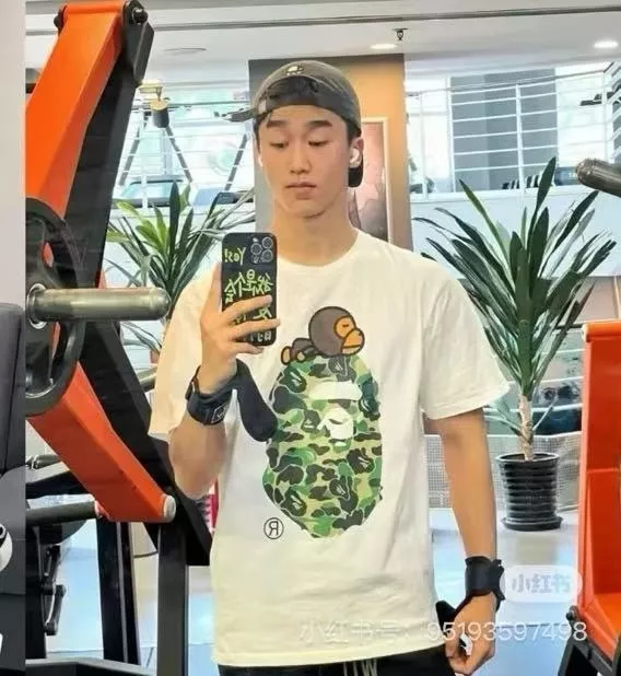 베이프 카무플라주 유인원 헤드 로고 프린트 반소매 티셔츠 상세 이미지 11