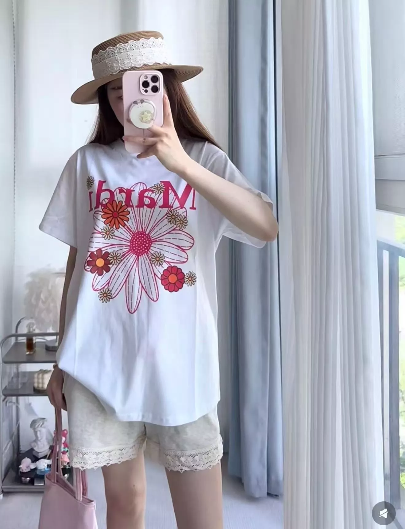 마르디메크르디 플라워 데이지 프린트 반소매 티셔츠 상세 이미지 16