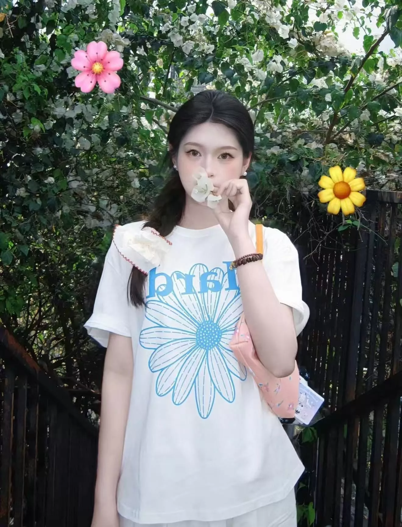 마르디메크르디 플라워 프린팅 루즈핏 반소매 티셔츠 상세 이미지 11