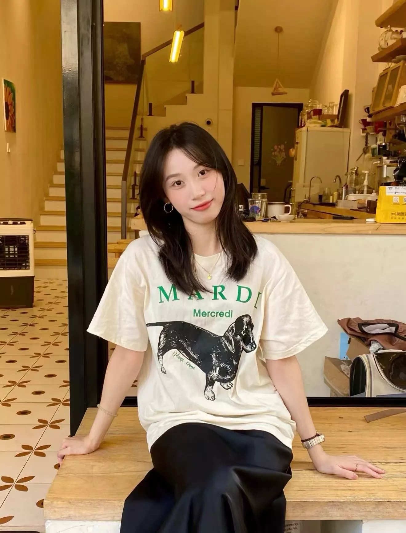 마르디메크르디 닥스훈트 프린트 반소매 티셔츠 상세 이미지 18