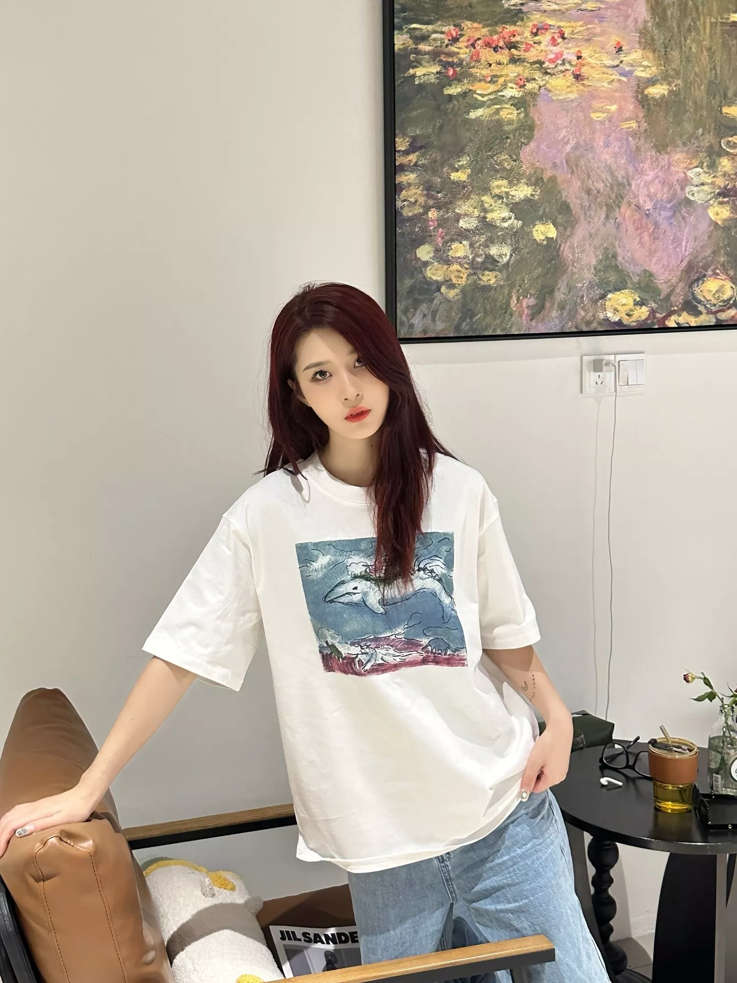마르니 손그림 그래픽 고래 프린트 반소매 티셔츠 상세 이미지 11
