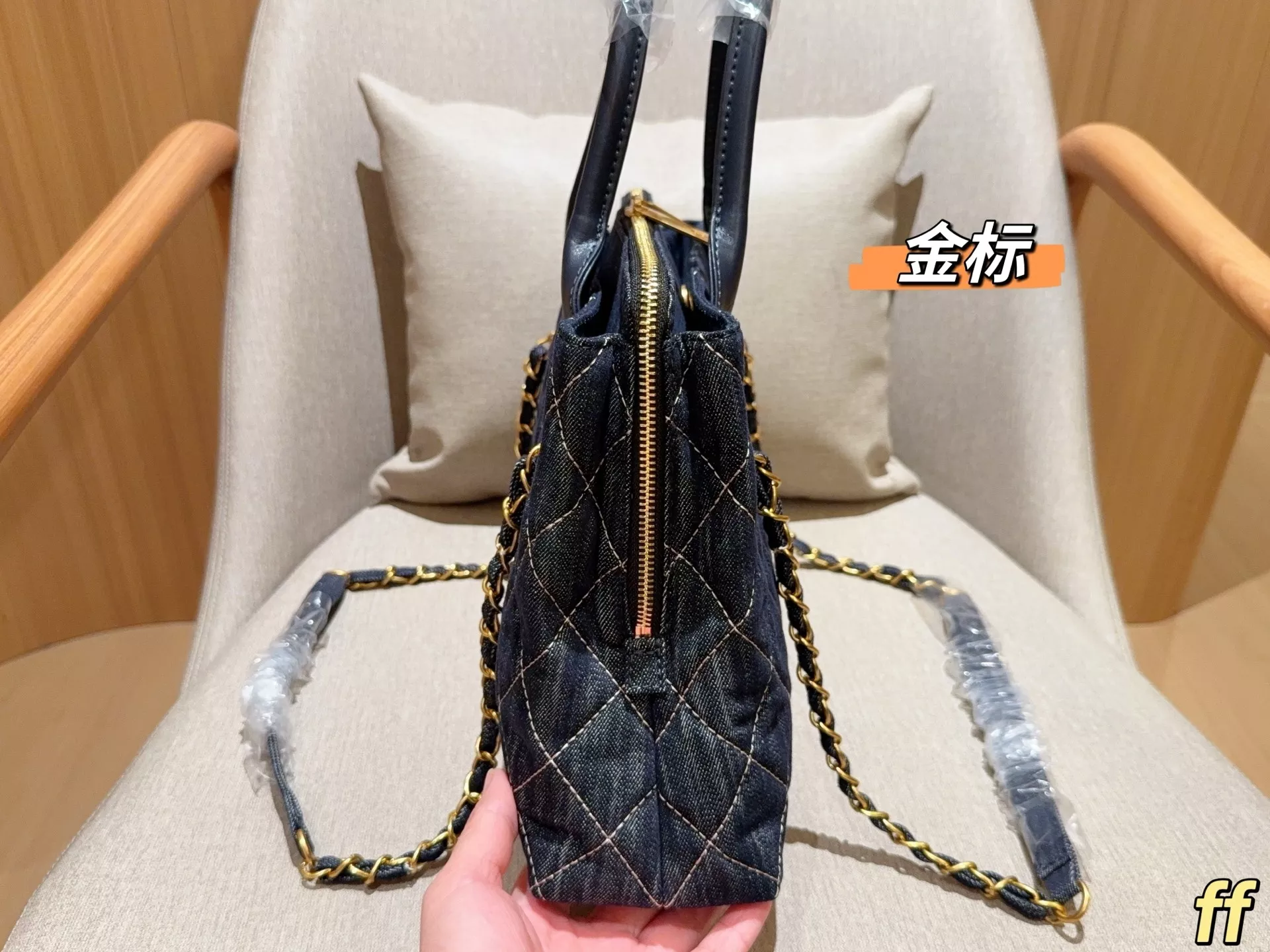샤넬 빈티지 데님 체인 숄더백 상세 이미지 5
