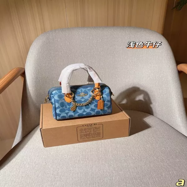 코치 미니 로완 데님 보스턴백