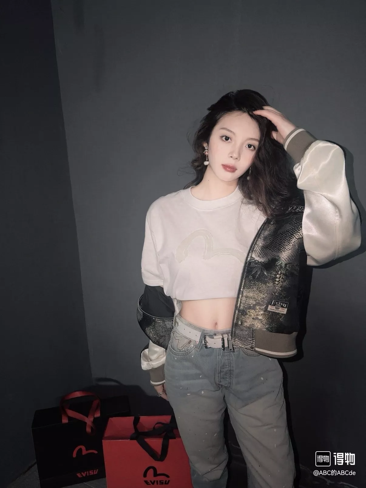 에비수 음양 갈매기 프린트 스트레이트 데님 팬츠 상세 이미지 13