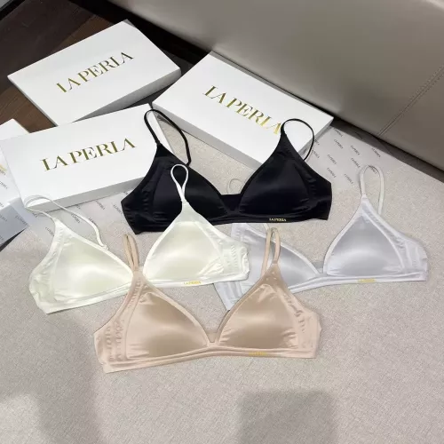 라펠라 새틴 딥브이 메쉬 브래지어