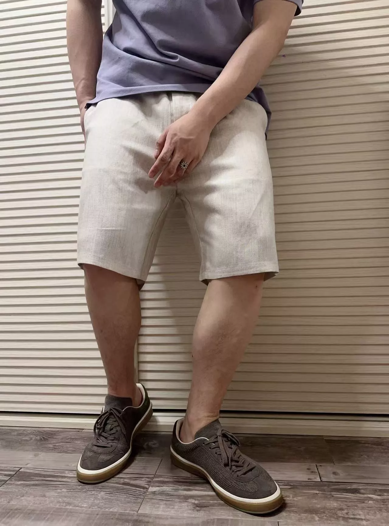 제냐 공로 자수 린넨 라이오셀 혼방 쇼츠 상세 이미지 9