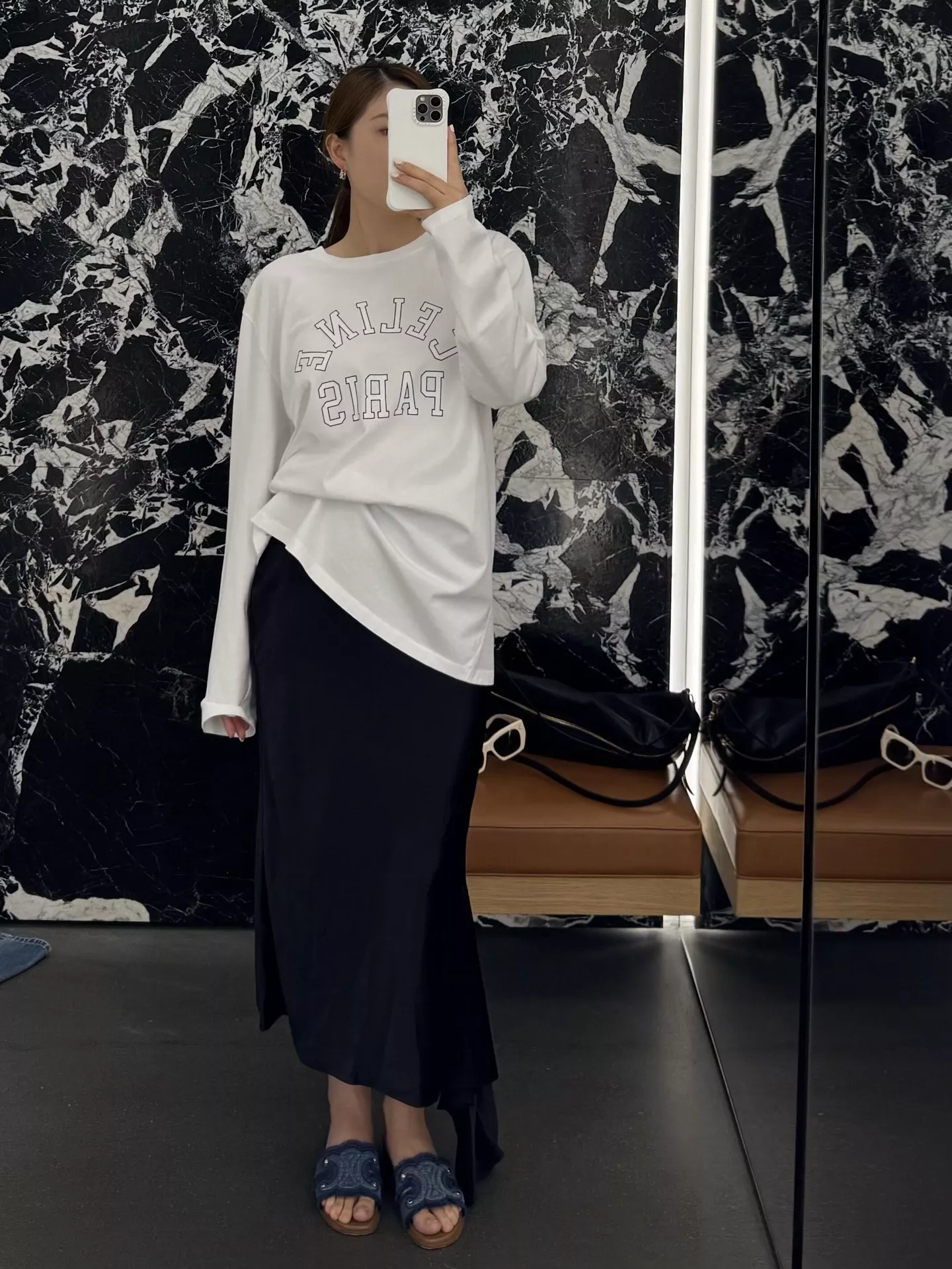 셀린느 파리 레터링 긴소매 티셔츠 상세 이미지 14