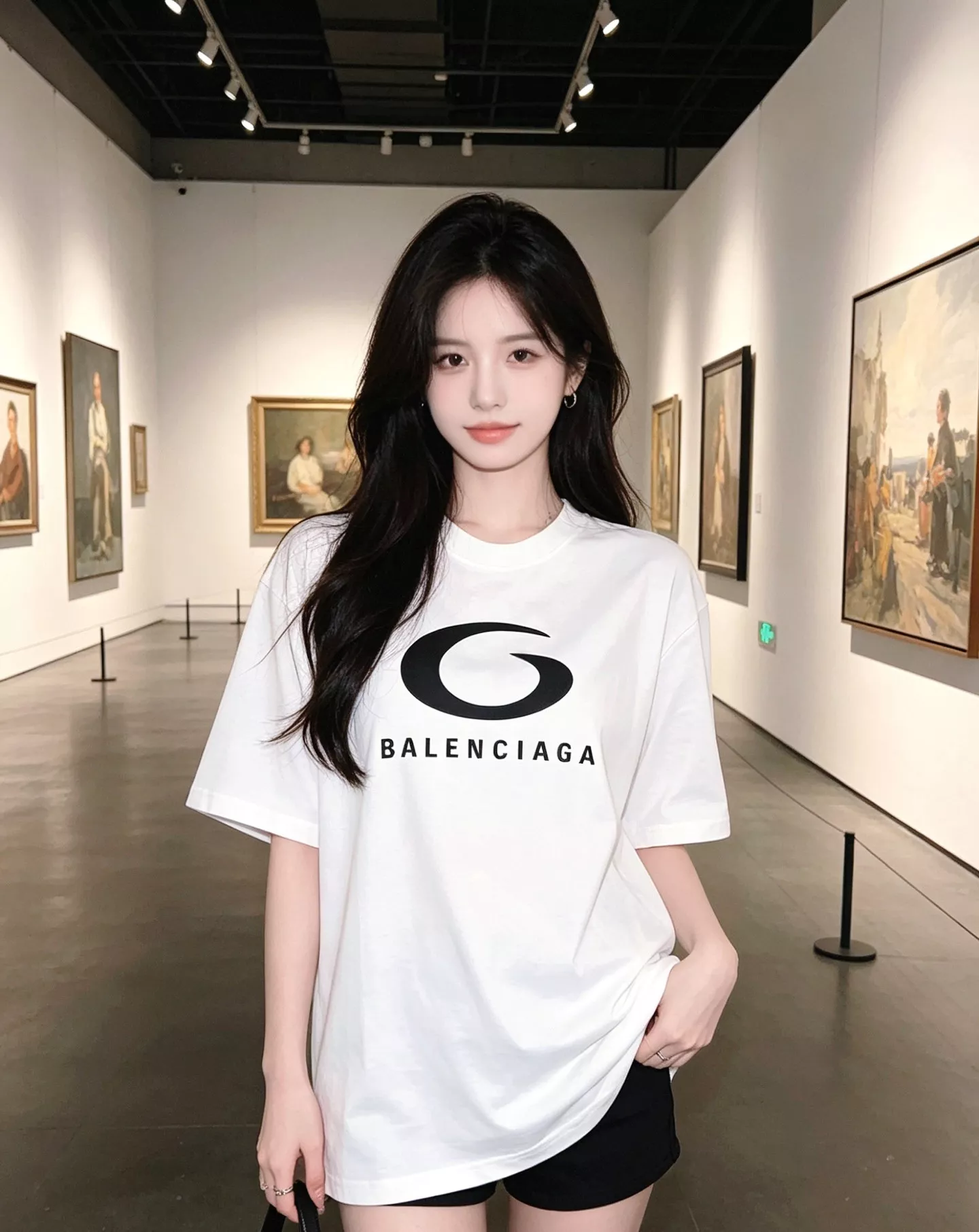 발렌시아가 원형 실리콘 로고 프린트 반소매 티셔츠 상세 이미지 12