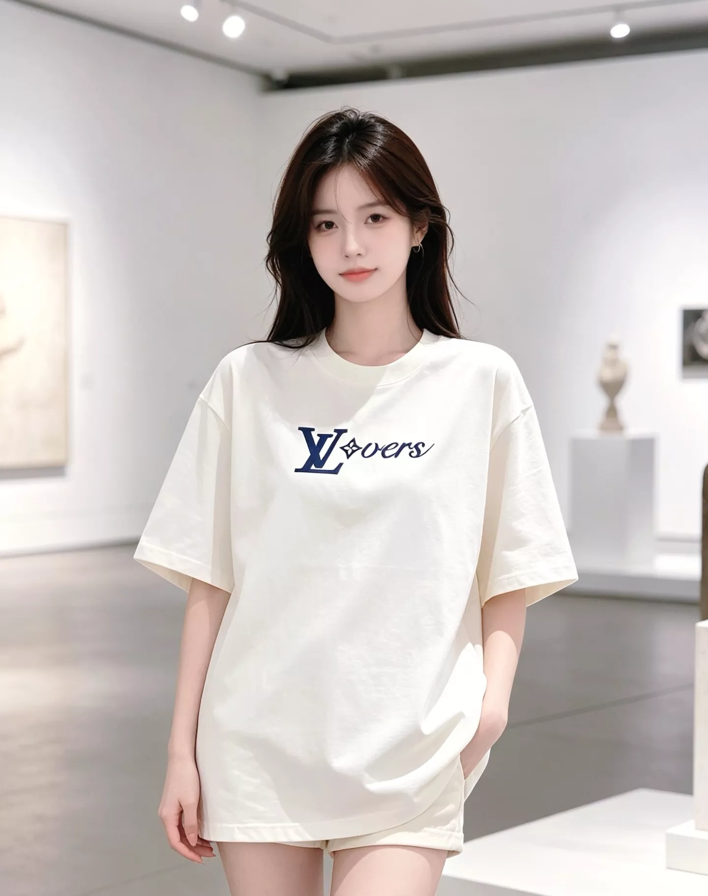 루이비통 레터 로고 프린트 반소매 티셔츠 상세 이미지 12
