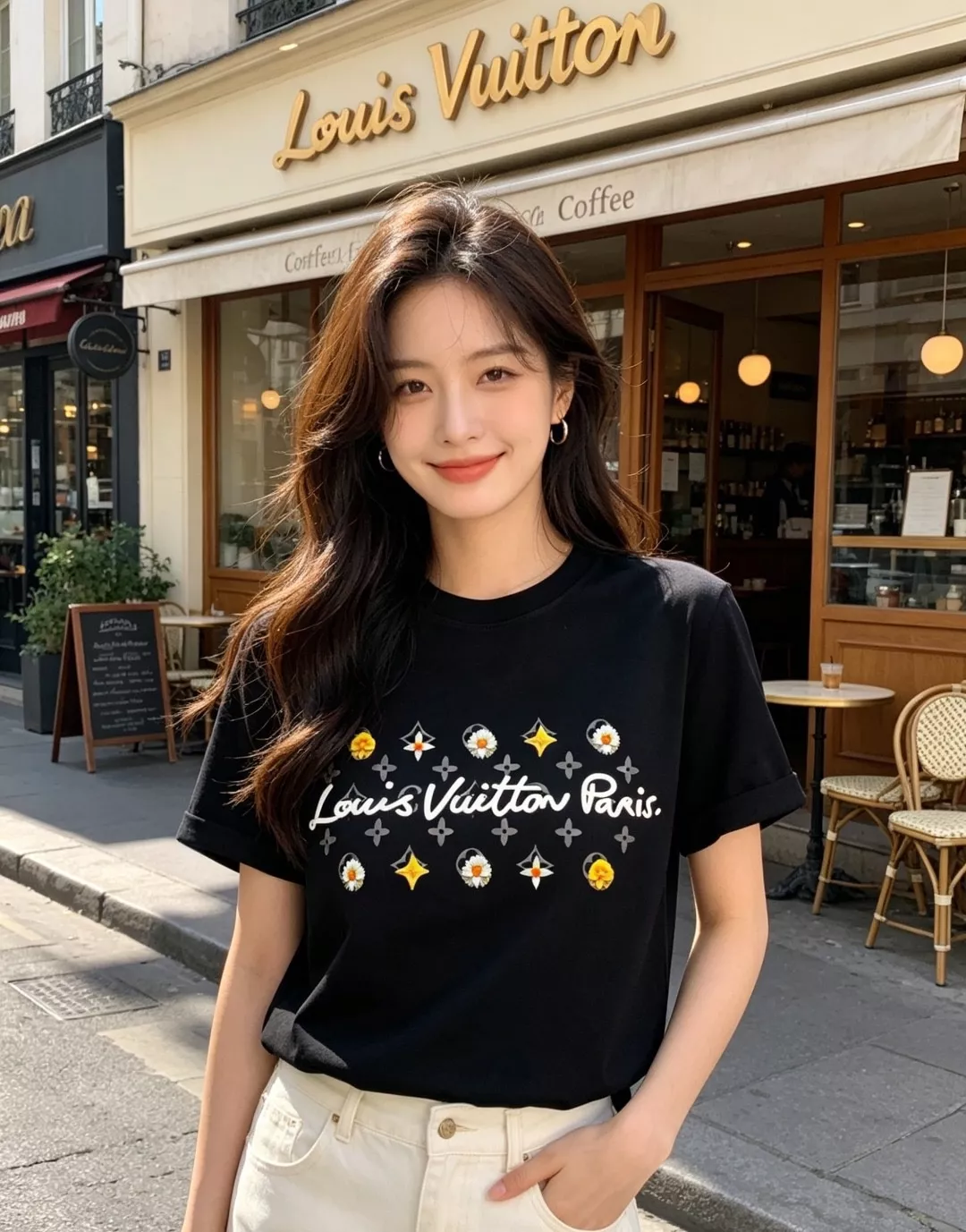 루이비통 모노그램과 데이지 프린트가 돋보이는 반소매 티셔츠 상세 이미지 11