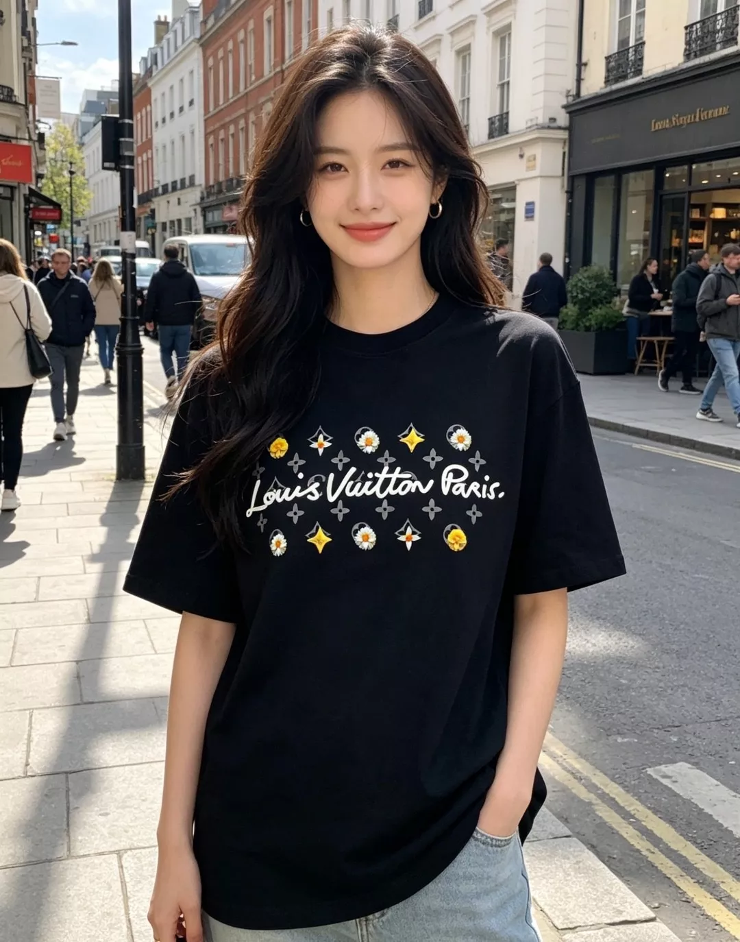 루이비통 모노그램과 데이지 프린트가 돋보이는 반소매 티셔츠 상세 이미지 14