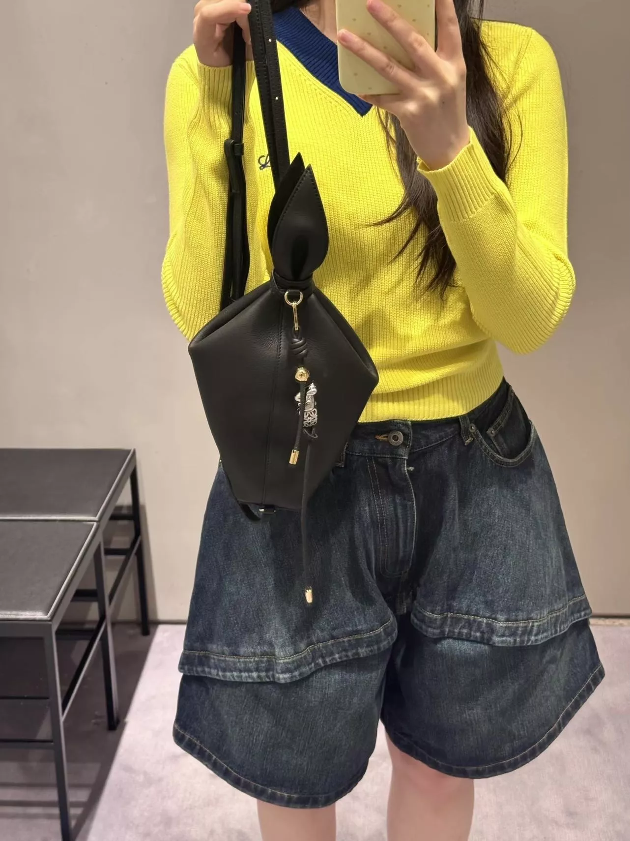 로에베 하이웨이스트 데님 와이드 하프 팬츠 상세 이미지 35