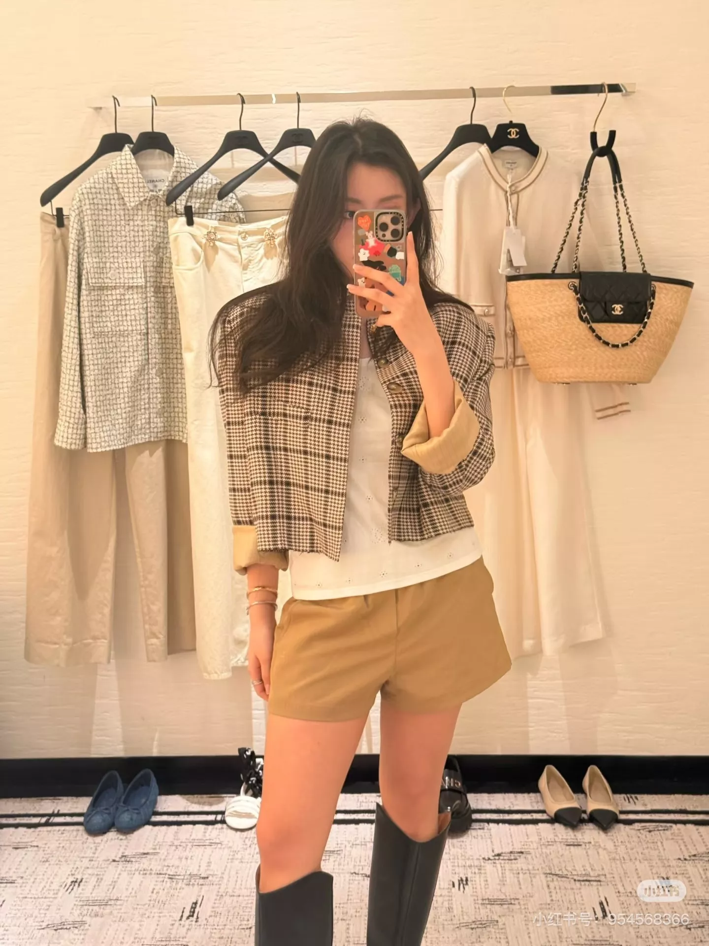 샤넬 체크 패턴 쇼트 재킷 상세 이미지 16