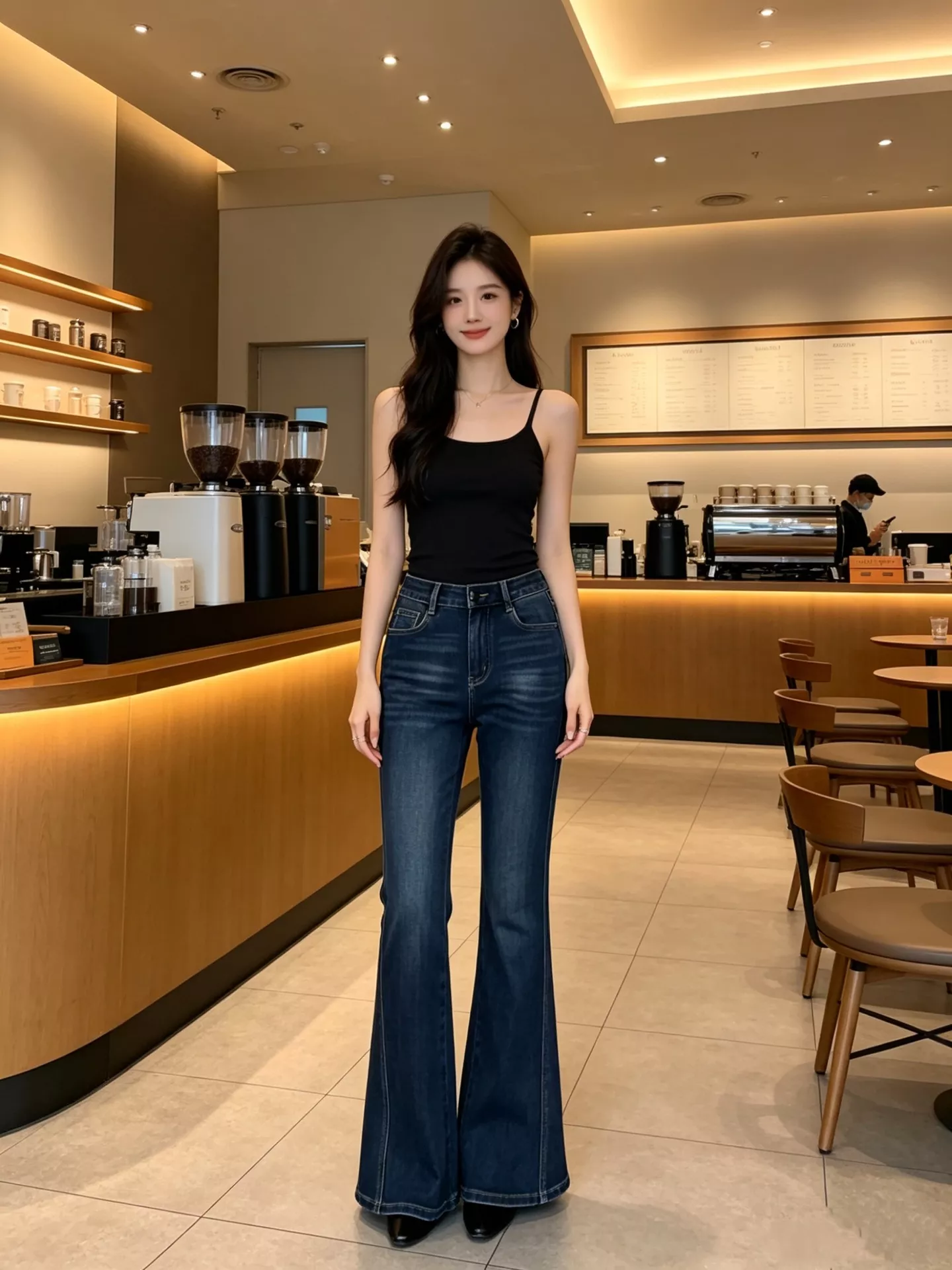 미우미우 하이웨이스트 부츠컷 데님 팬츠 상세 이미지 12