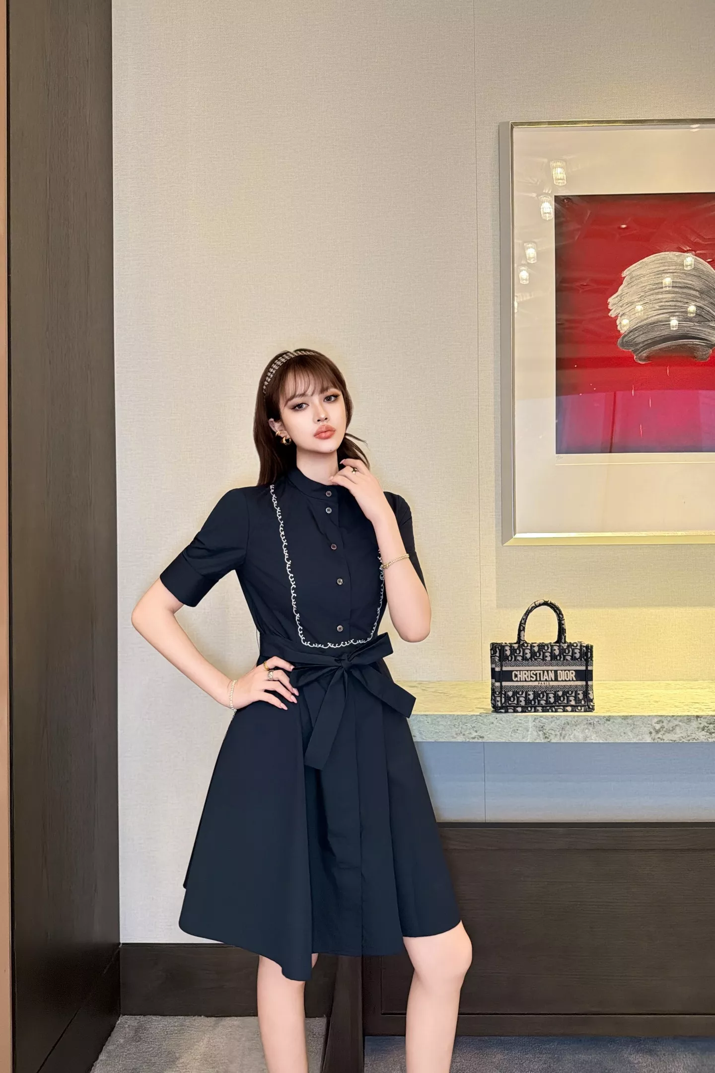 디올 반소매 셔츠 스타일 원피스 상세 이미지 33