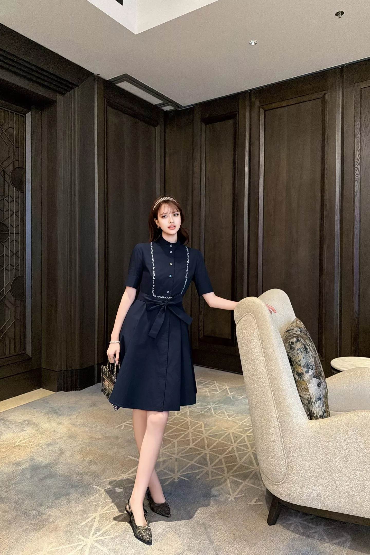 디올 반소매 셔츠 스타일 원피스 상세 이미지 30